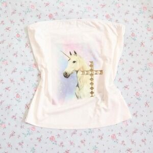 unicorn cross graphic white tube top bandeau